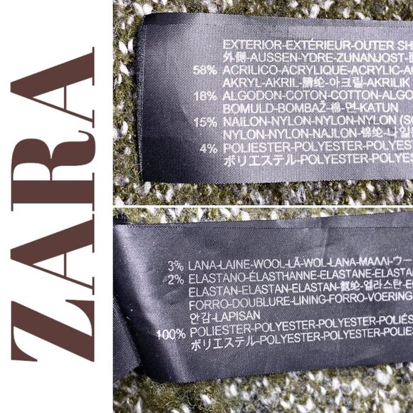 ZARA SHERPA KNIT SWEATER CARDIGAN JACKET OLIVE GREEN RELAXED OVERSIZED, MEDIUM - Picture 8 of 12